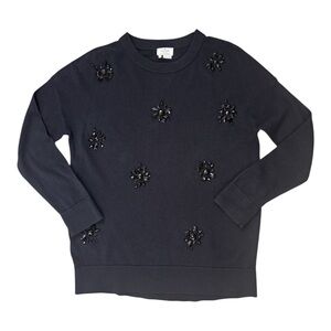 Kate Spade “Live Colorfully” Black Beaded Wool-Blend Sweater • Size S